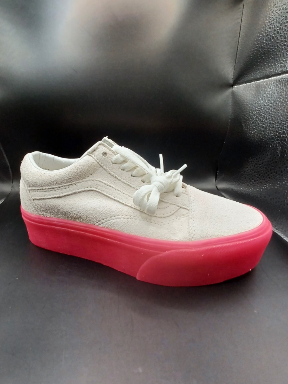 NIB Vans Old Skool Stac White Suede w/ Neon Pink Sole